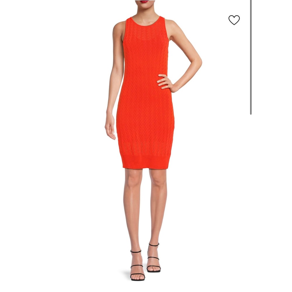 Equipment‎ Femme Orange Pointelle Knit
Sleeveless Mini Dress